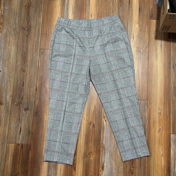 Croft and Barrow Straight Leg Plaid Pleated Elastic Waist Trouser Pant Size L - Picture 2 of 5